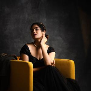 Actress Divi Stuns in Bold Black Outfit – Powerful Close-Up Portrait Photoshoot