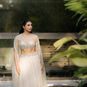 Actress Saptami Gowda Shines in Elegant Ethnic Outfit During Outdoor Photoshoot