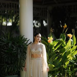 Actress Saptami Gowda Shines in Elegant Ethnic Outfit During Outdoor Photoshoot