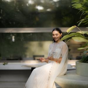 Actress Saptami Gowda Shines in Elegant Ethnic Outfit During Outdoor Photoshoot