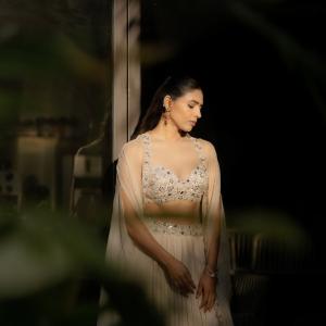 Actress Saptami Gowda Shines in Elegant Ethnic Outfit During Outdoor Photoshoot