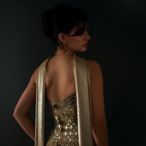 Actress Disha Patani Inspired Golden Glam Look – Stunning Red Carpet Style