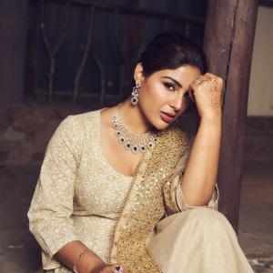 Actress Samyuktha Menon Looks Regal in Elegant Beige Traditional Ensemble