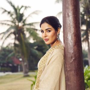 Actress Samyuktha Menon Looks Regal in Elegant Beige Traditional Ensemble