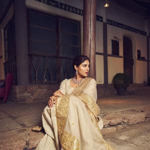 Actress Samyuktha Menon Looks Regal in Elegant Beige Traditional Ensemble