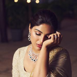 Actress Samyuktha Menon Looks Regal in Elegant Beige Traditional Ensemble