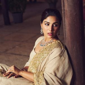 Actress Samyuktha Menon Looks Regal in Elegant Beige Traditional Ensemble