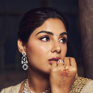 Actress Samyuktha Menon Looks Regal in Elegant Beige Traditional Ensemble