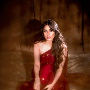 Yukti Thareja Shines in Captivating Maroon Saree Look: Latest Photoshoot