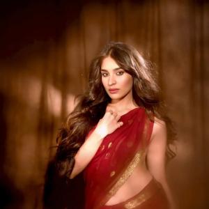 Yukti Thareja Shines in Captivating Maroon Saree Look: Latest Photoshoot