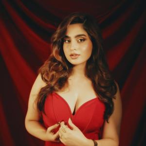 Ayesha Khan Stuns in Elegant Red Gown – Glamorous Fashion Photoshoot 2025