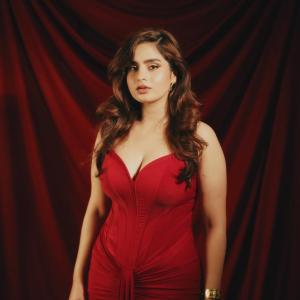 Ayesha Khan Stuns in Elegant Red Gown – Glamorous Fashion Photoshoot 2025