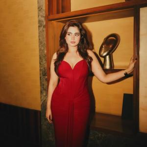 Ayesha Khan Stuns in Elegant Red Gown – Glamorous Fashion Photoshoot 2025