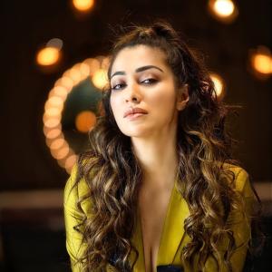 Actress Raai Laxmi Stuns in Bold Mustard Pantsuit – High Fashion Editorial Look
