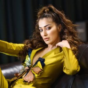 Actress Raai Laxmi Stuns in Bold Mustard Pantsuit – High Fashion Editorial Look