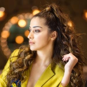 Actress Raai Laxmi Stuns in Bold Mustard Pantsuit – High Fashion Editorial Look
