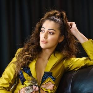 Actress Raai Laxmi Stuns in Bold Mustard Pantsuit – High Fashion Editorial Look