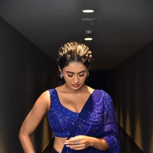 Rashi Singh Stuns in Sequined Blue Saree