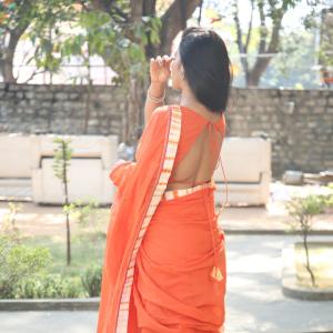 Rekha Norosha – Elegant Orange Saree Fashion Inspiration