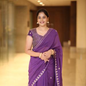 Bindhu Madhavi Elegant Look in Purple Saree | Traditional Indoor Portrait