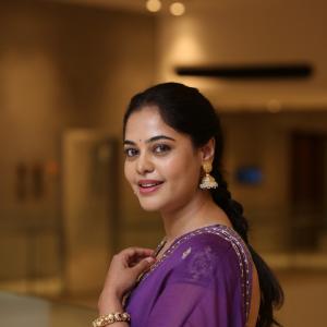 Bindhu Madhavi Elegant Look in Purple Saree | Traditional Indoor Portrait