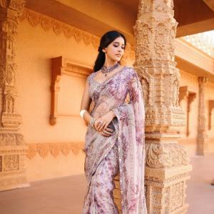 Nabha Natesh Inspired Elegant Saree Look with Royal Indian Aesthetic