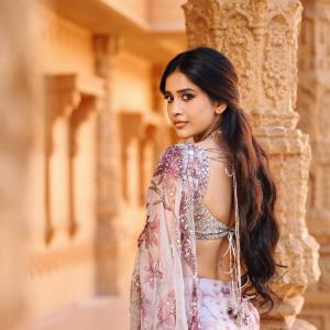 Nabha Natesh Inspired Elegant Saree Look with Royal Indian Aesthetic