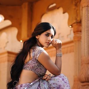 Nabha Natesh Inspired Elegant Saree Look with Royal Indian Aesthetic