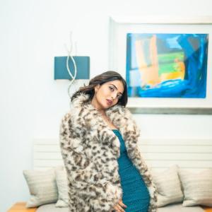 Ananya Nagalla–Inspired Elegant Indoor Fashion Portrait in Teal Blue