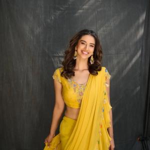 Actress Meenakshi Chaudhary Inspired Yellow Ethnic Look | Elegant Traditional Indian Fashion
