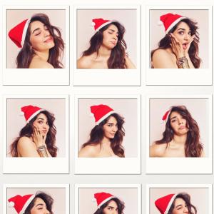 Actress Kriti Shetty Festive Christmas Look in Santa Hat with Playful Holiday Vibes