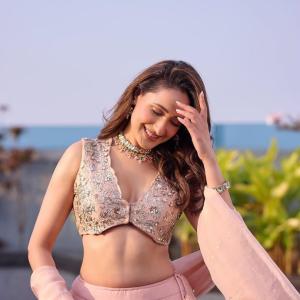 Pragya Jaiswal Stuns in Peach Lehenga Outdoor Photoshoot