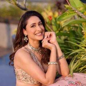 Pragya Jaiswal Stuns in Peach Lehenga Outdoor Photoshoot