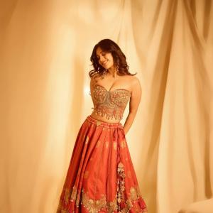 Nabha Natesh in Elegant Orange Lehenga Choli: A Portrait of Grace