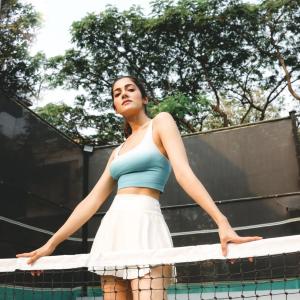Simran Choudhary in Sporty Look on Tennis Court: Confidence and Style