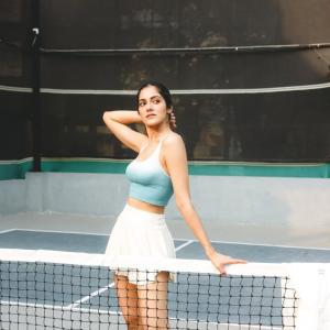 Simran Choudhary in Sporty Look on Tennis Court: Confidence and Style