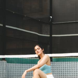Simran Choudhary in Sporty Look on Tennis Court: Confidence and Style