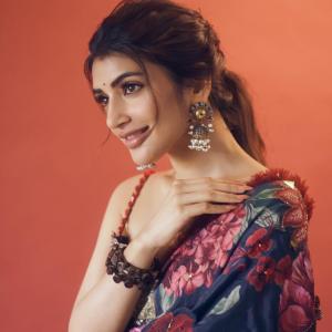 Actress SreeLeela in Traditional Floral Saree