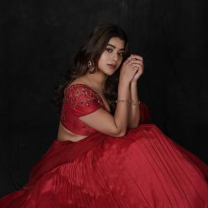 Actress Yamini Bhaskar's Stunning Look in Red Lehenga Choli