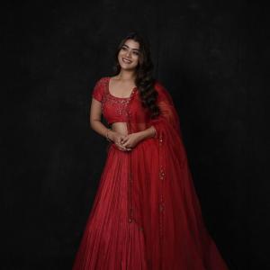Actress Yamini Bhaskar's Stunning Look in Red Lehenga Choli