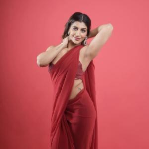Yashika Anand Stunning in Vibrant Red Saree