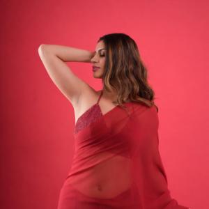 Yashika Anand Stunning in Vibrant Red Saree