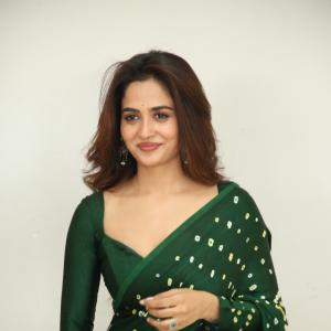 Teju Aswini Stuns in Elegant Green Traditional Outfit with Graceful Style