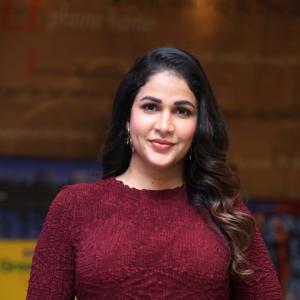 Lavanya Tripati Elegant Maroon Dress Look at Indoor Event