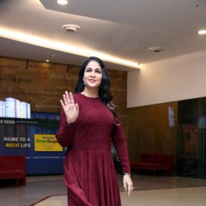 Lavanya Tripati Elegant Maroon Dress Look at Indoor Event