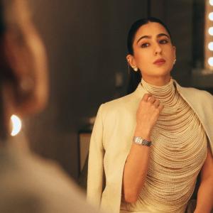 Actress Sara Ali Khan in Chic Pearl Necklace Ensemble