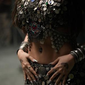 Nora Fatehi Stunning Dance Pose in Silver Mirror-Coin Costume
