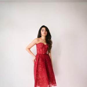 Krithi Shetty in Stunning Red Lace Dress