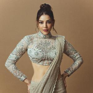 Kajal Aggarwal Stuns in Embellished Traditional Indian Saree
