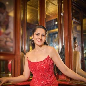 Rukmini Vasanth shines in elegant red gown look